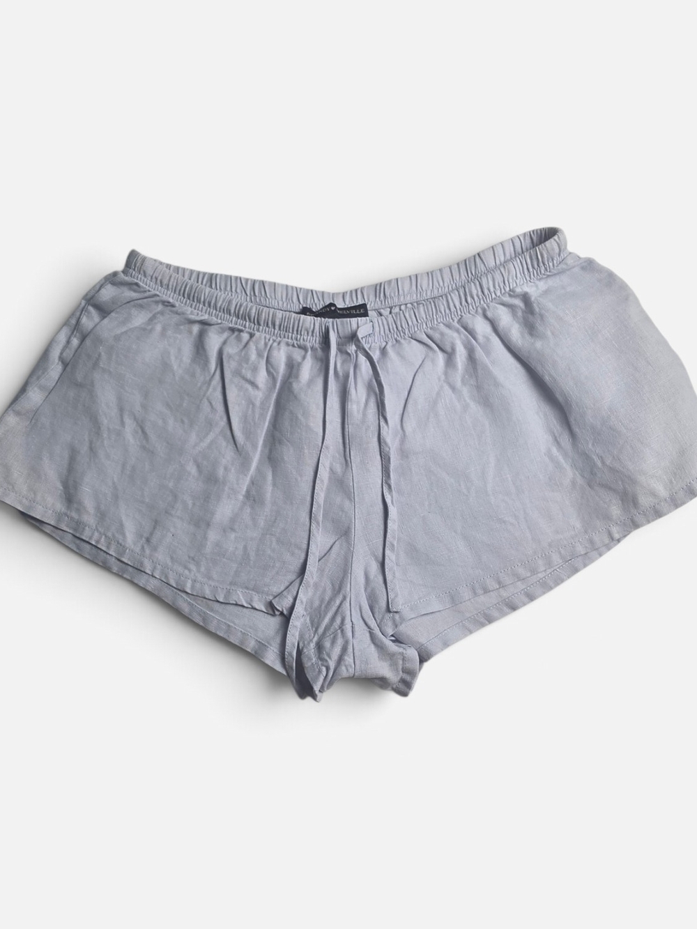 Brandy Melville 100% Linen Light Blue Drawstring Shorts